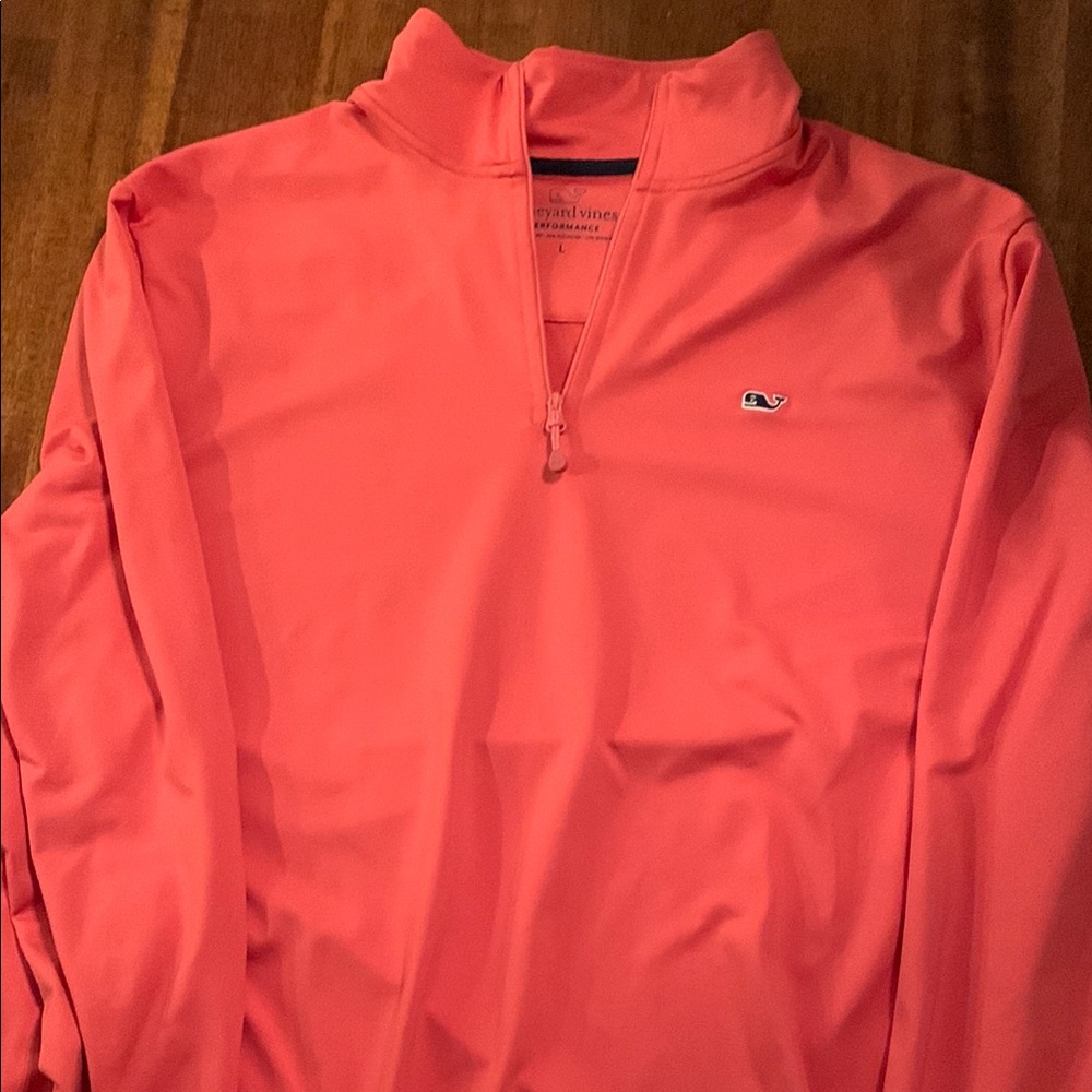 Vineyard Vines Performance Coral Quarter-Zip Pullover
